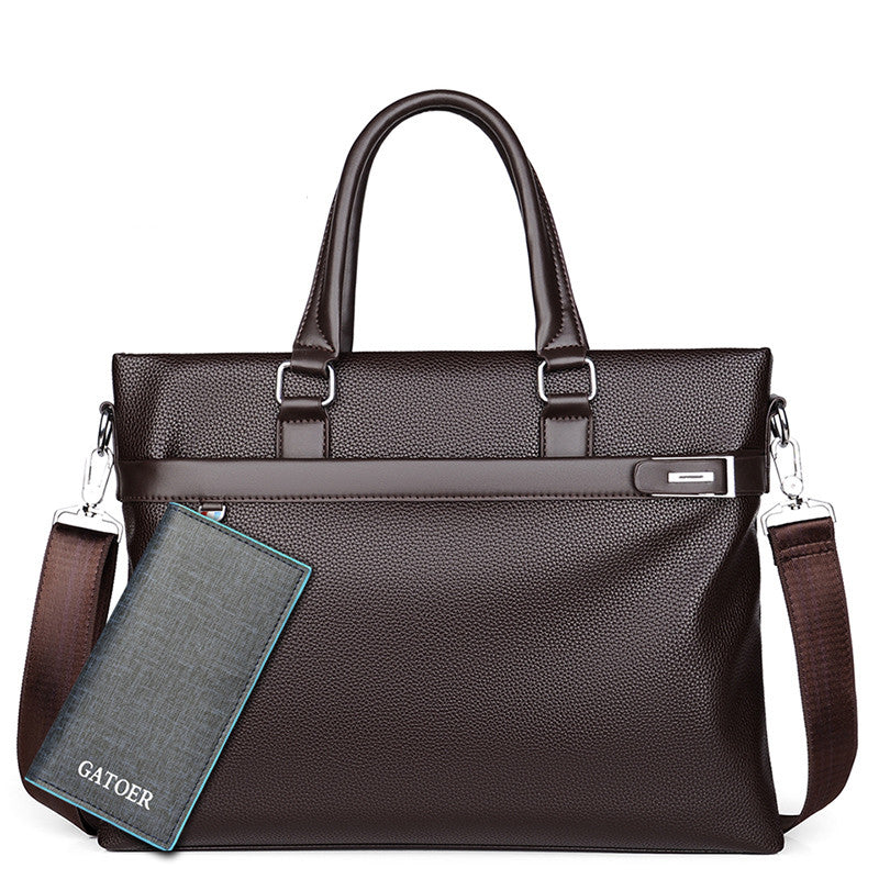 Large Capacity Business Handbag Men's Soft Leather Briefcase - image 5