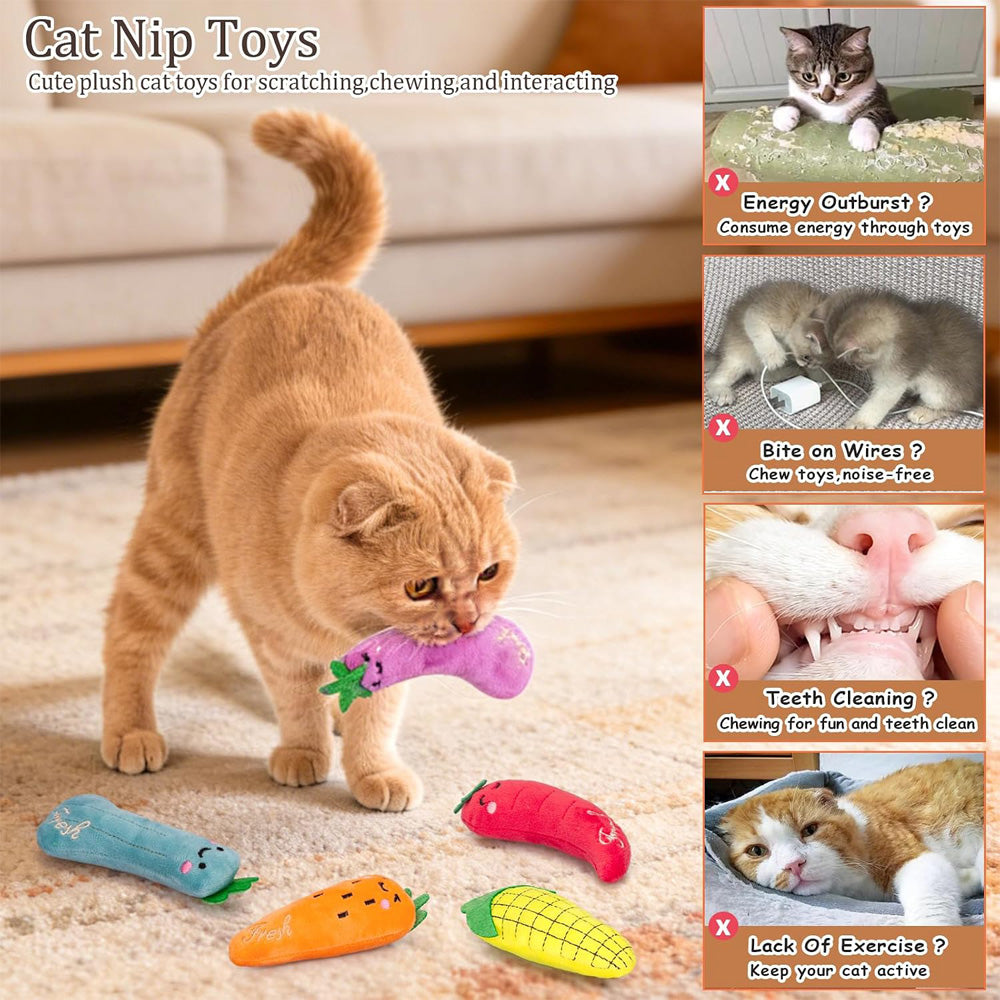 5 Pack Vegetable Catnip Plush Kicker Toys - image 3