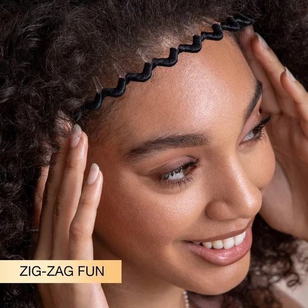 Fabric Covered Zig Zag Headband, Black - image 5