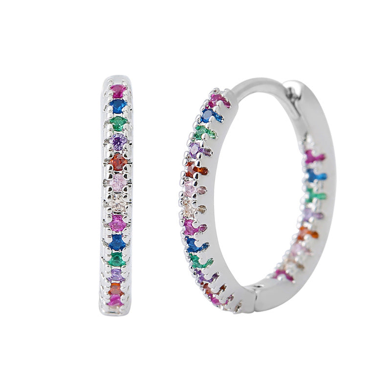 Circle Female Earrings Ear Clip Multicolor Zircon Elegant - image 5