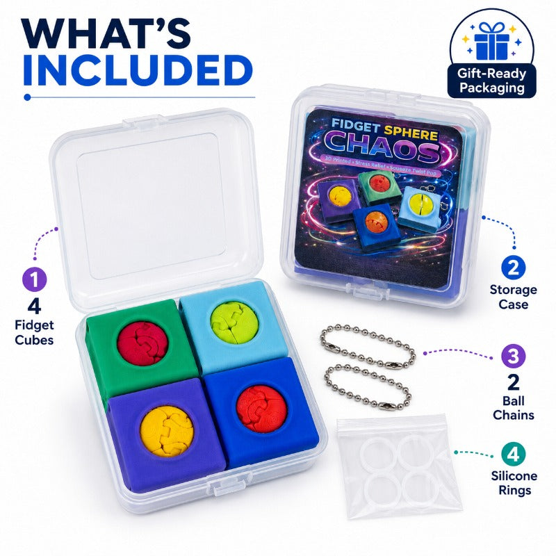 4PCS Textured Fidget Cube Set, 3D Printed Squeeze & Twist Desk Accesso - image 1