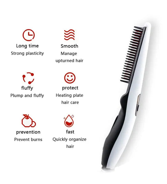 Fast Heated Electric Straight Hair Comb Beard Straightner Brush Styler - image 1