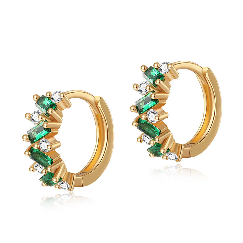 Leaf Inlaid Zircon Emerald Temperament Ear Clip Special-interest Desig - image 1
