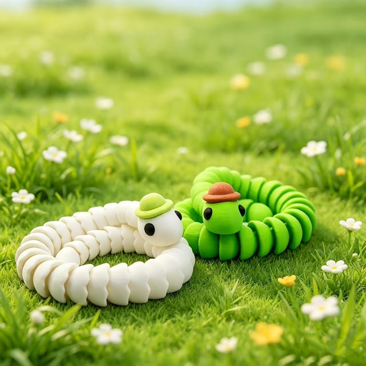3D Printed Articulated Snake Figurine with Hat - image 3