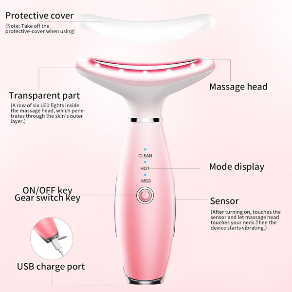 Facial And Neck Massager, Pink Neck Beauty Device - image 2