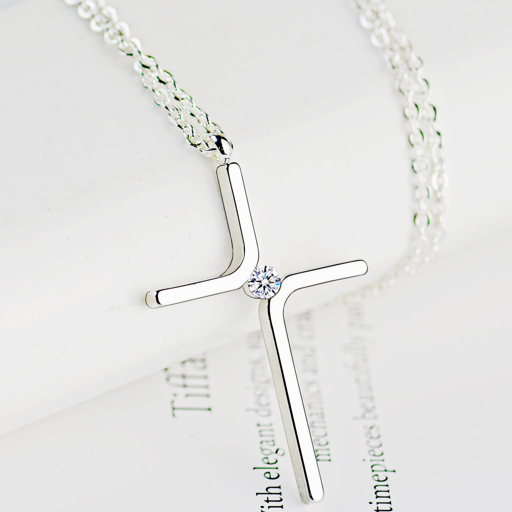 Cross Pendant New Simple Necklace Titanium Steel Plating - image 6