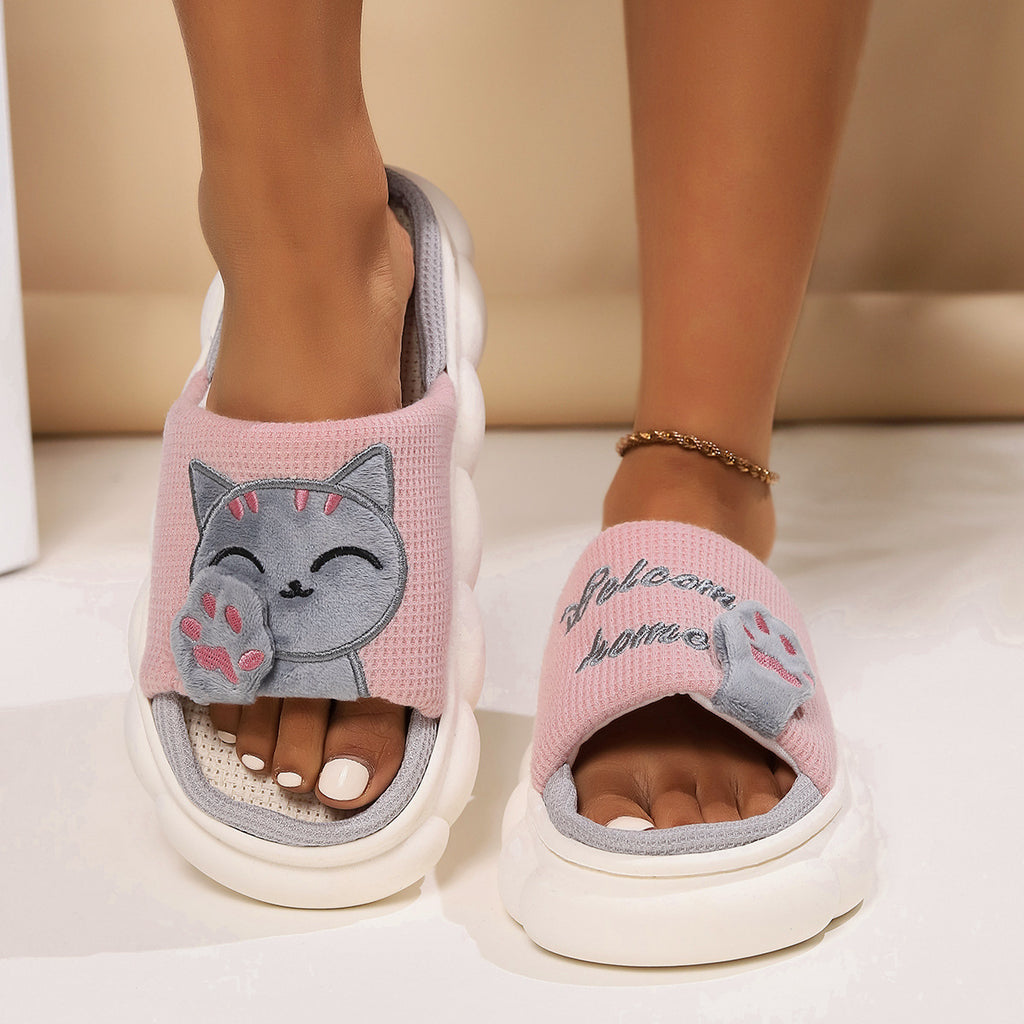 Cute Cartoon Kitten Home Slippers For Women - image 5
