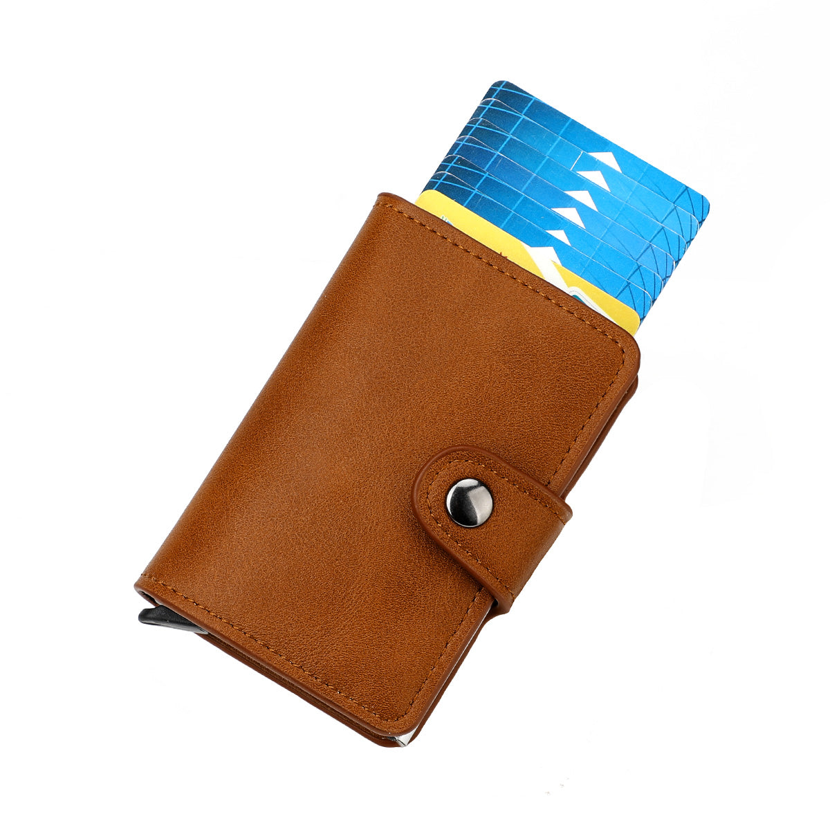 Brown Wallet, Men's Blocking Card Holder Wallet With Hasp Closure - image 1