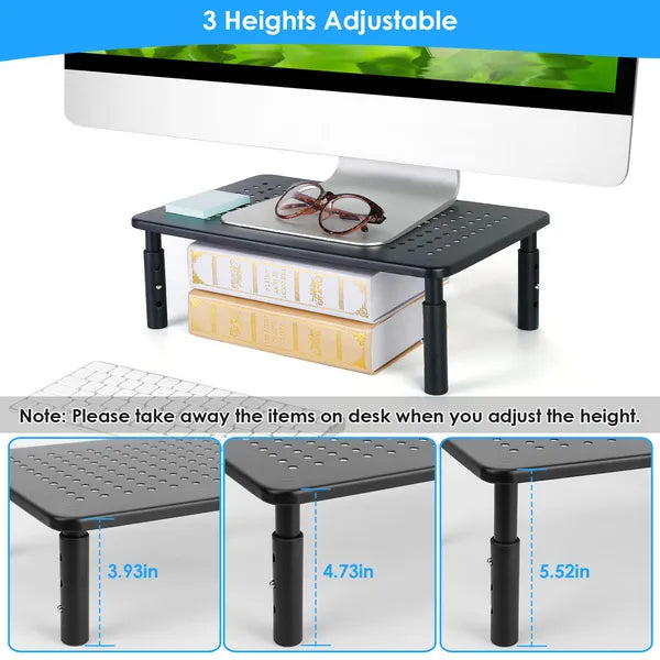 Monitor Stand Riser 3 Height Adjustable Desk Riser Organizer With Vent - image 4