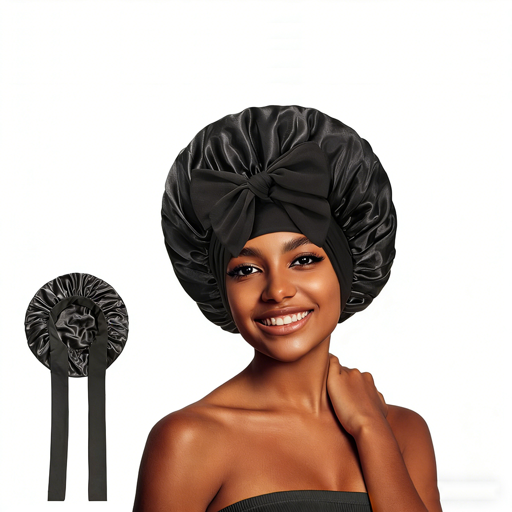 Satin Sleep Bonnet with Bow - image 1
