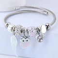 DIY Beaded Owl Angel Wings Pendant Stainless Steel Bracelet - image 1