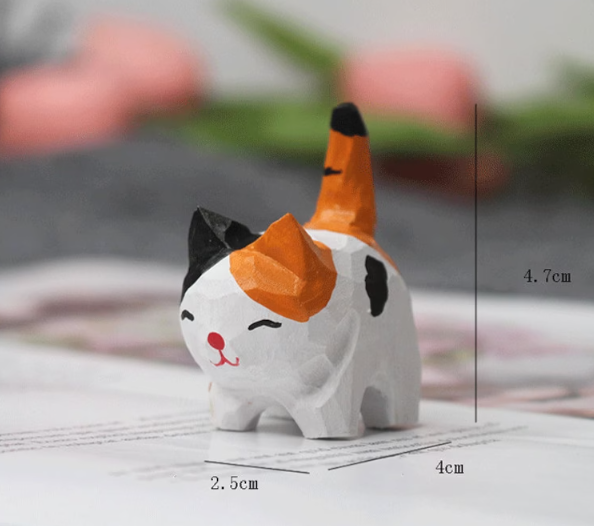 Creative Wooden Cat Trinkets Crafts Handmade Wood Carving - image 7