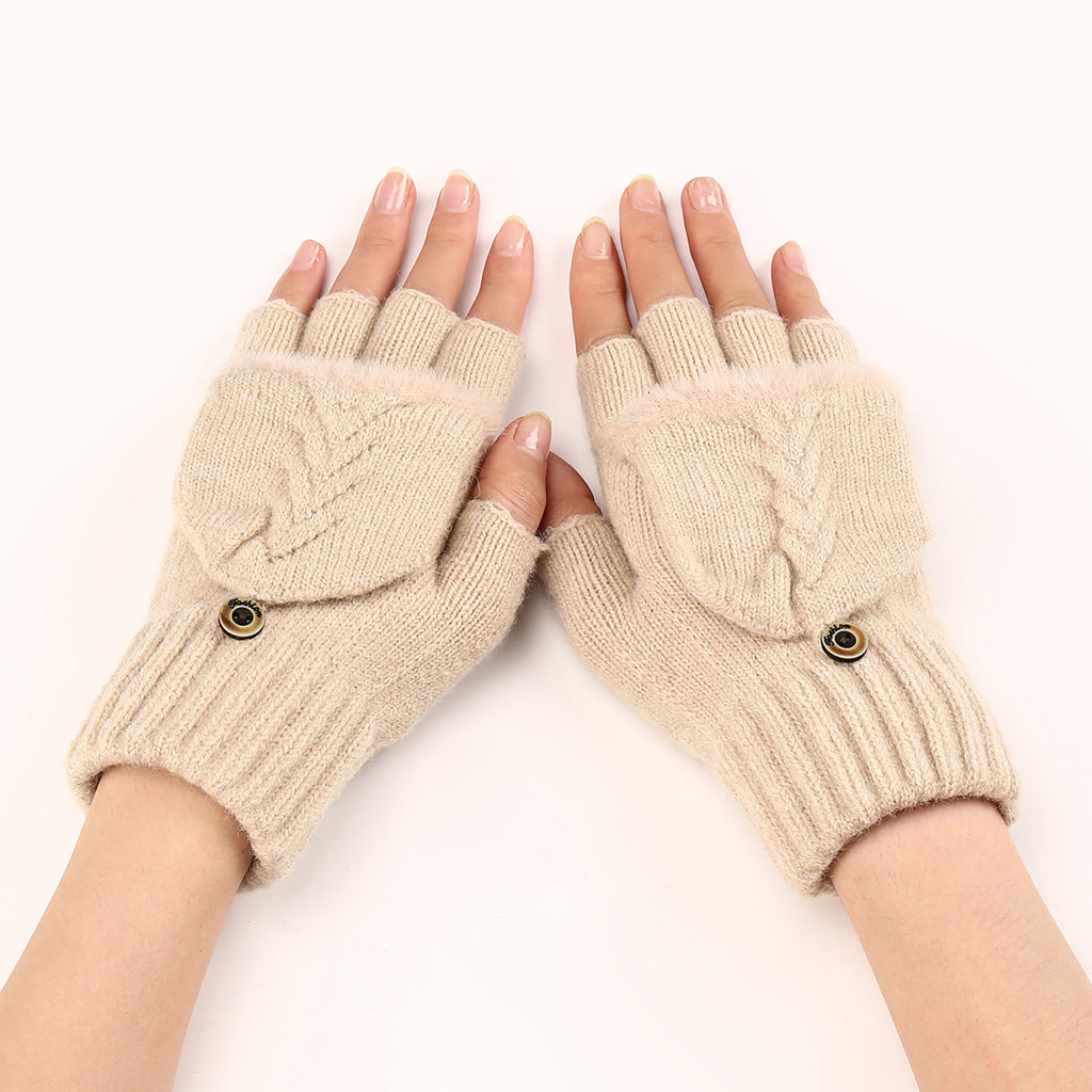 Wool Fingerless Gloves Women's Warm Fashionable Knitted Half Finger Ov - image 2