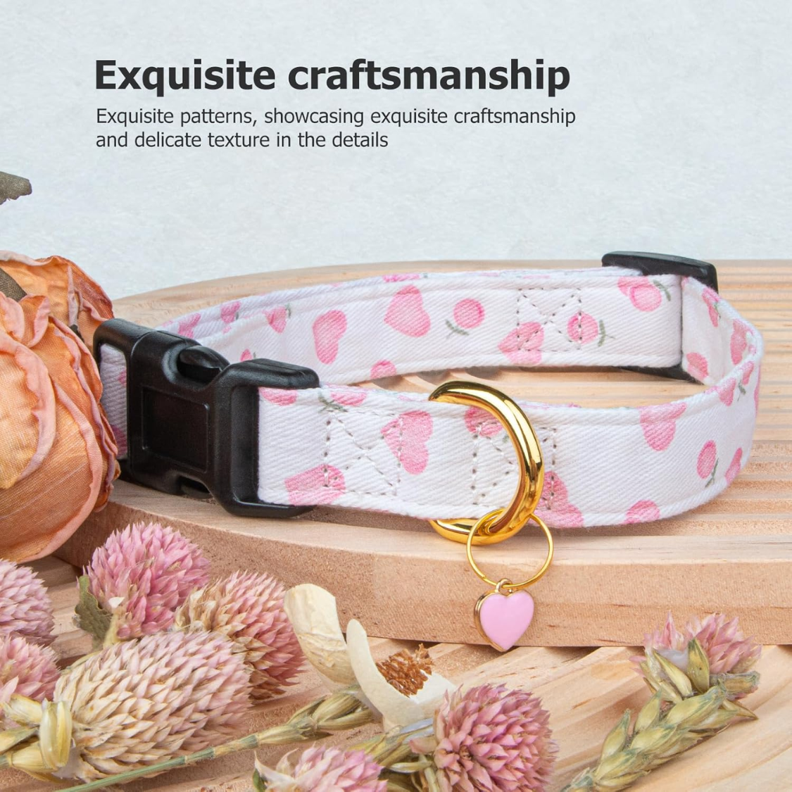 Pink Heart Dog Collar with Pendant - image 7
