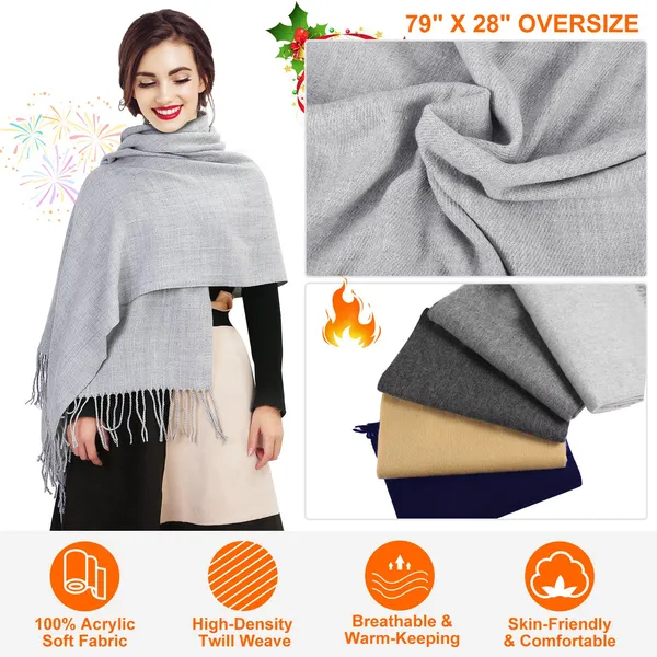 Oversized Soft Winter Shawl Wrap Blanket Scarf - image 1