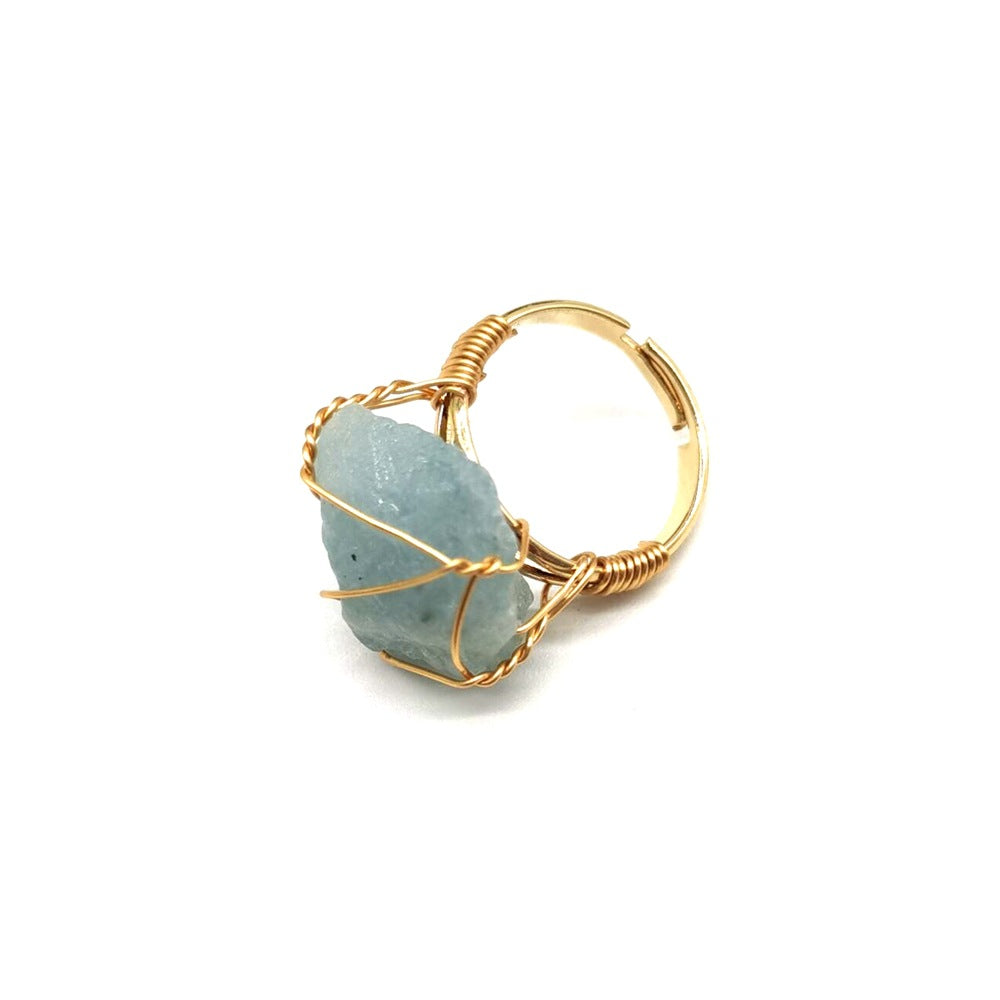 Personality Hand Wrapped Rough Stone Agate Ring - image 5