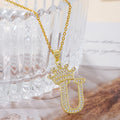 1PCS Fashionable Gold Diamond Crown Uppercase Letter Popular Pendant N - image 1