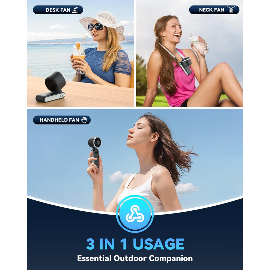 Portable Handheld Turbo Fan, USB-C Rechargeable, 5-Speed Cooling Fan - image 4
